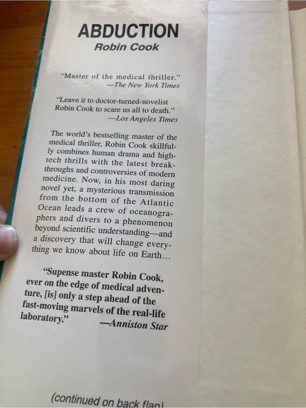 Robin Cook "Abduction" Hardcover Book - Teal Cover - Picture 2 of 5